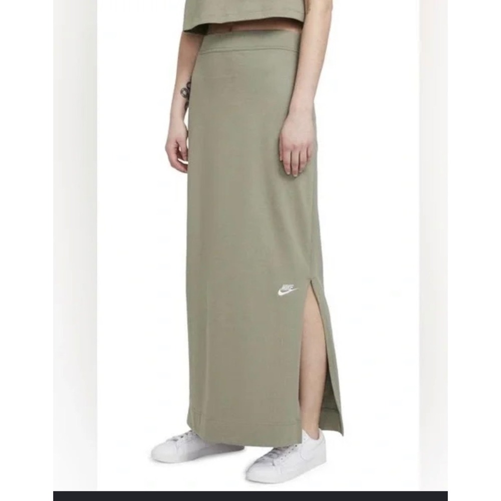 Nike Sportswear Essential Ribbed Maxi Skirt Olive Green XS CZ9298-222